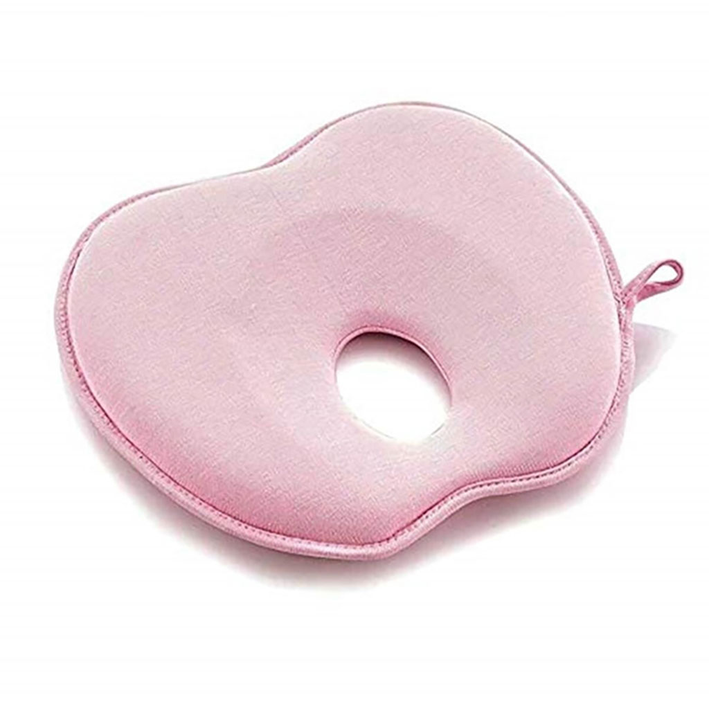 Babyjem Flat Head Baby Pillow For 0-6 Months, Color - Pink