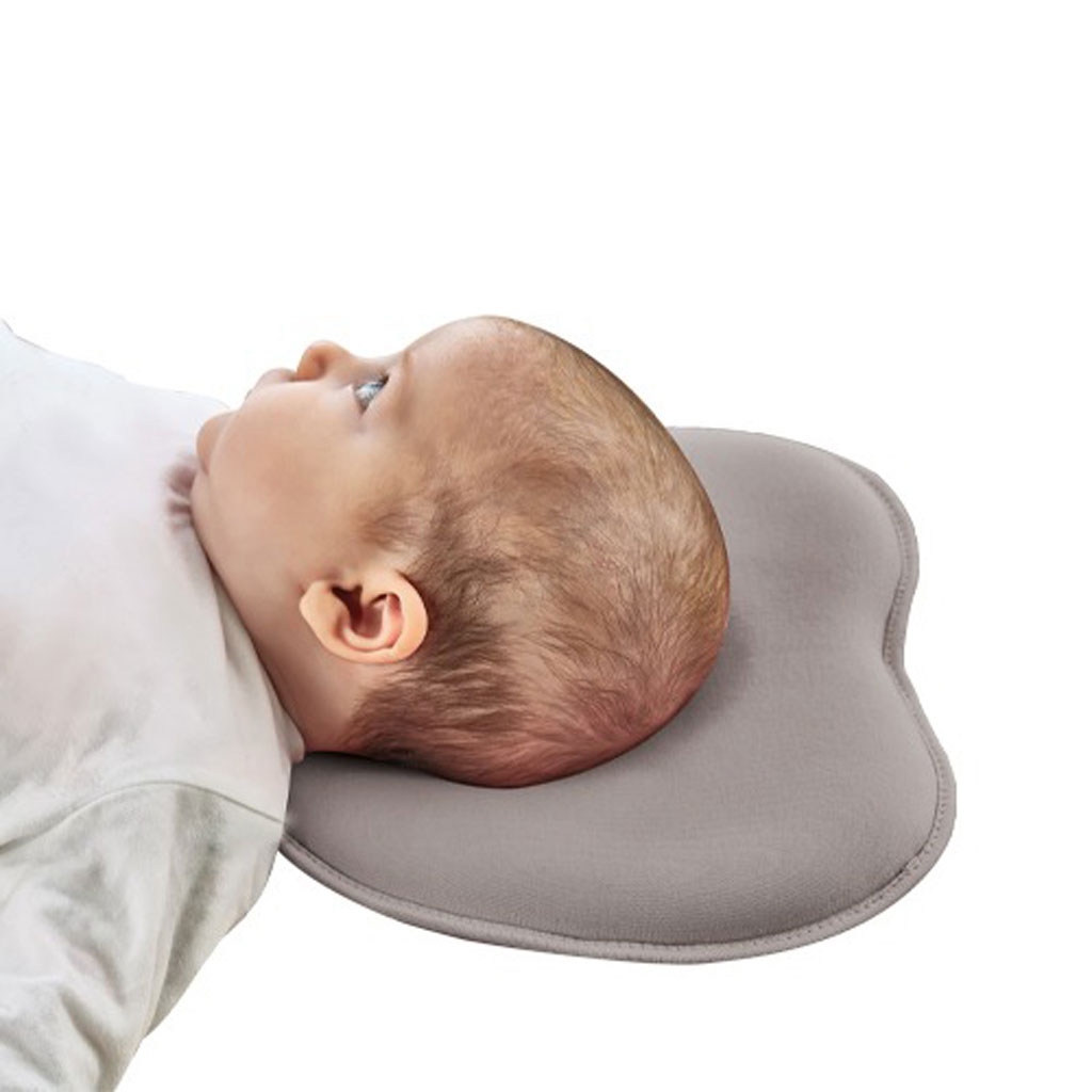 Babyjem Flat Head Baby Pillow For 0-6 Months, Color - Grey