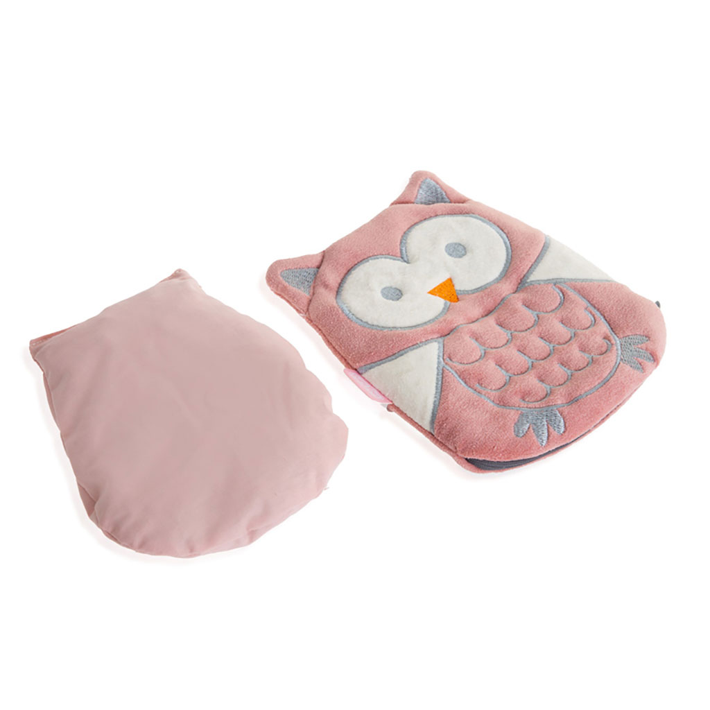 Babyjem Cherry Seeds Filled Velvet Colic Owl Shaped Baby Pillow - Rose