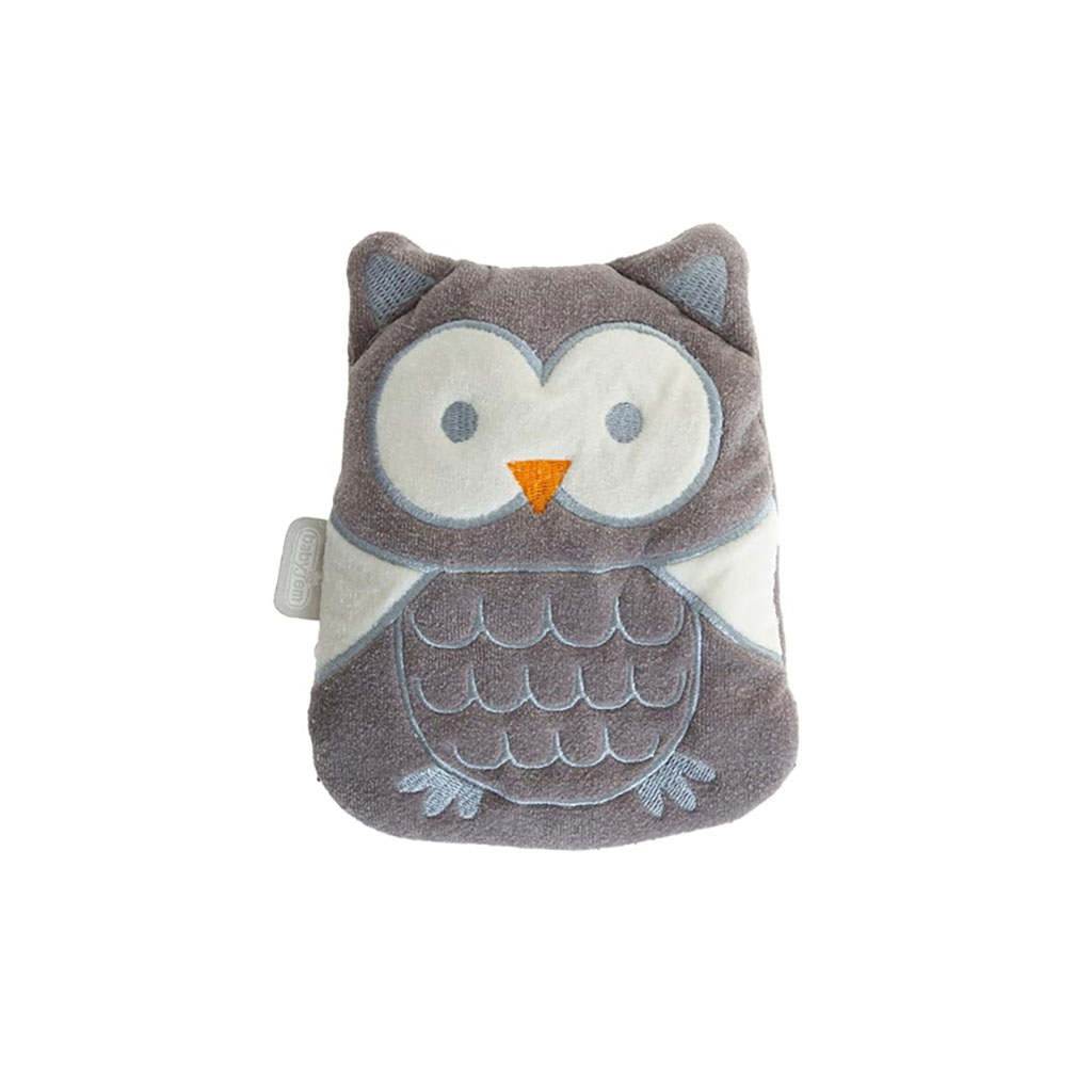 Babyjem Cherry Seeds Filled Velvet Colic Owl Shaped Baby Pillow - Grey