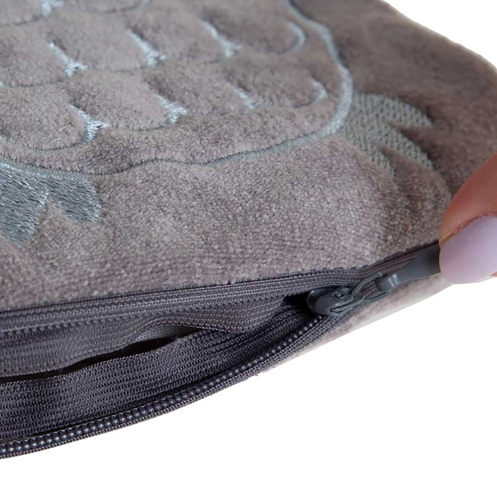 Babyjem Cherry Seeds Filled Velvet Colic Owl Shaped Baby Pillow - Grey