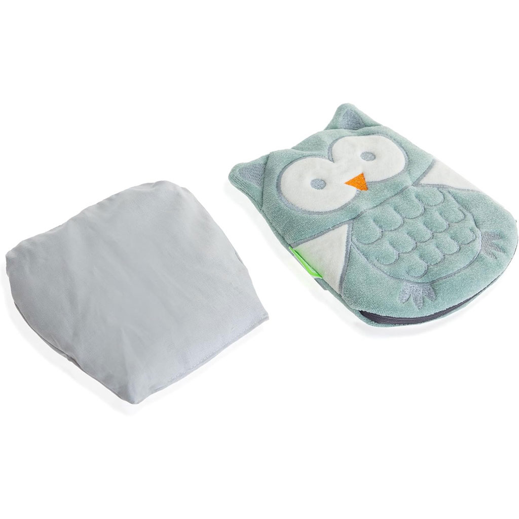 Babyjem Cherry Seeds Filled Velvet Colic Owl Shaped Baby Pillow - Green