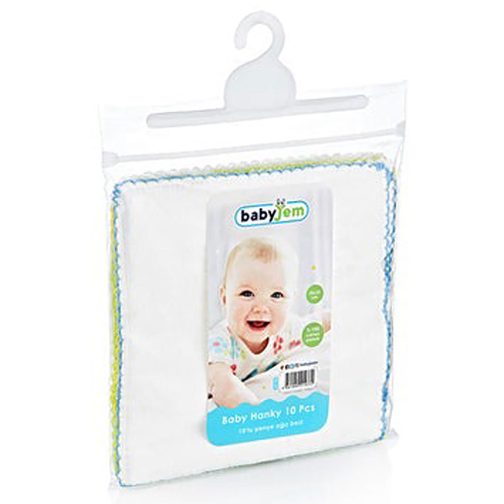 Babyjem Baby Hanky, Size: 28 x 28cm, Pack of 10's