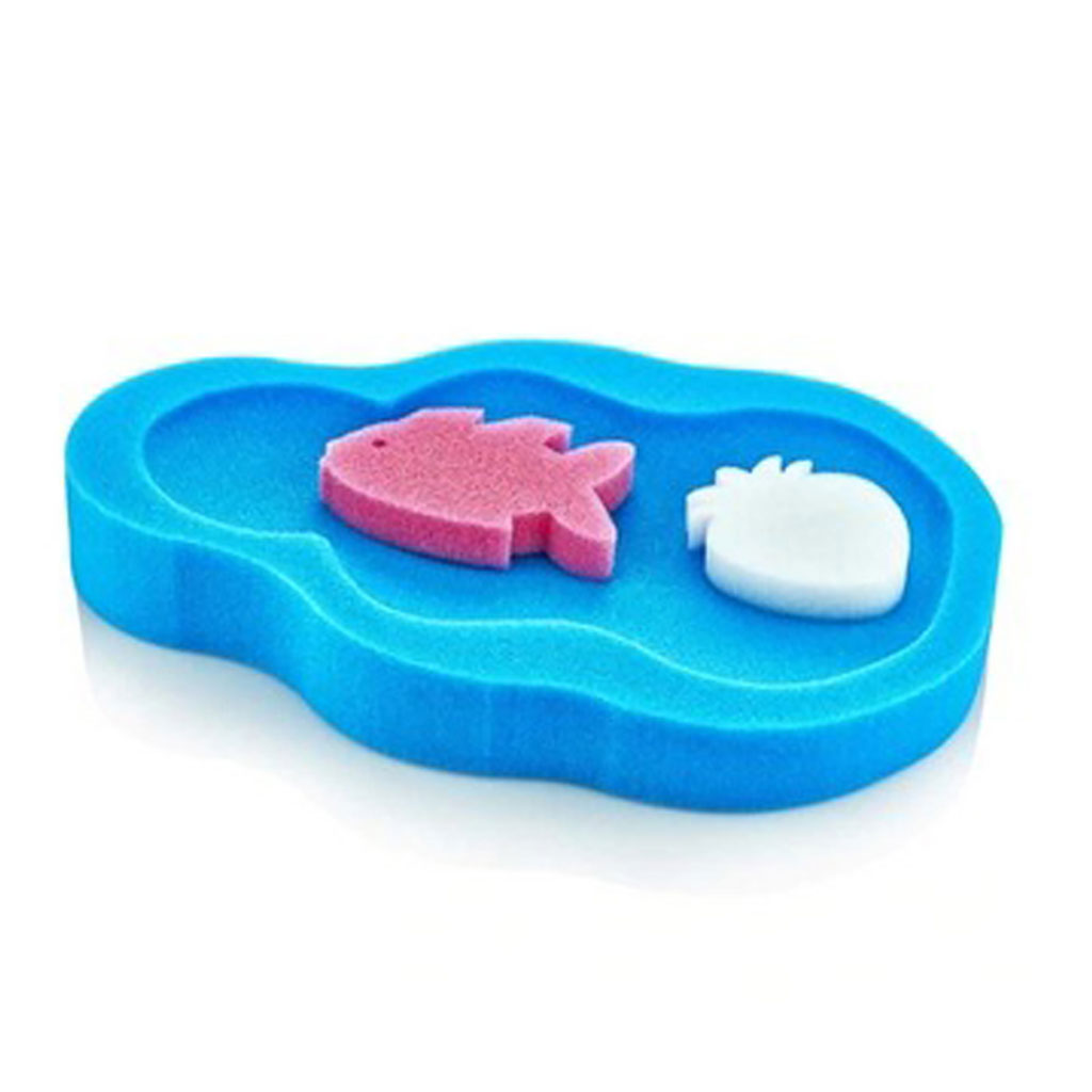 Babyjem Baby Bath Sponge For 0 To 1 Year Infant, Color - Blue