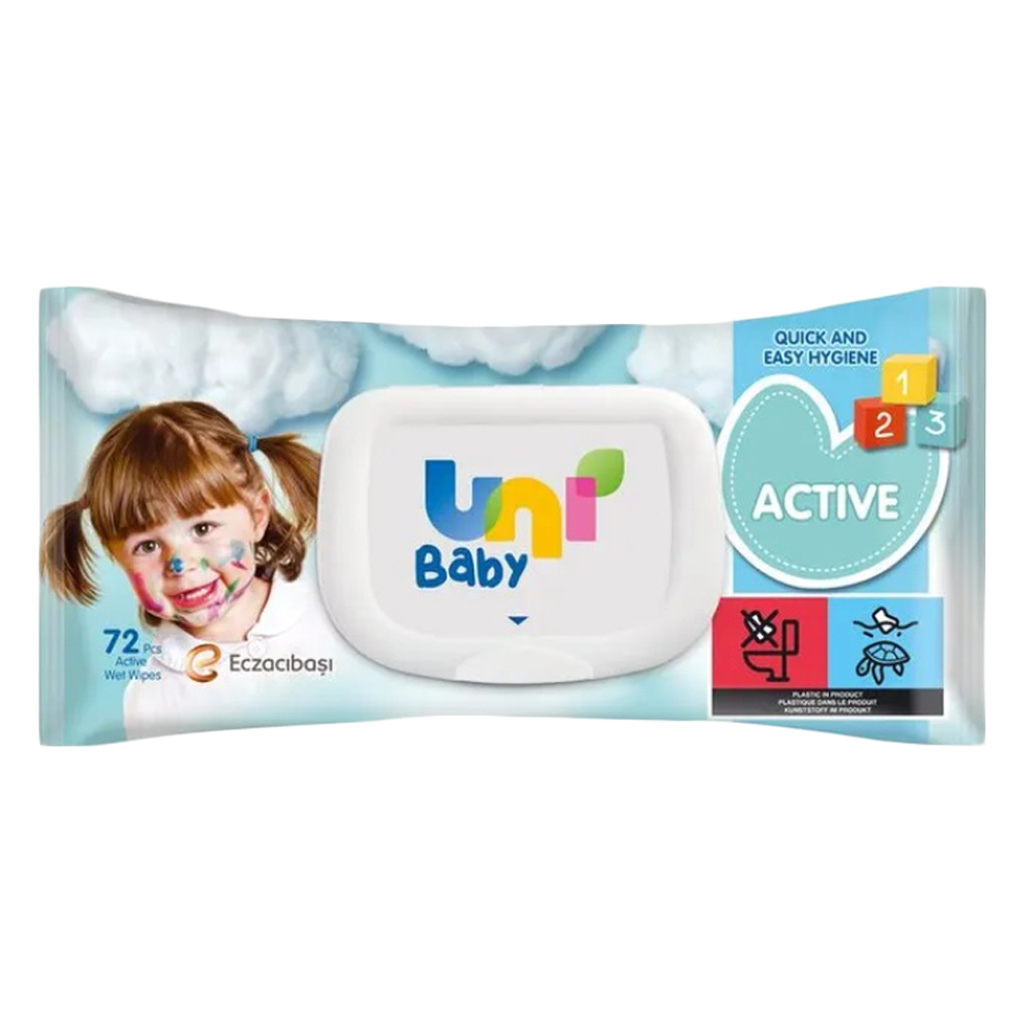 Uni Baby Active Wet Wipes, Pack of 72's