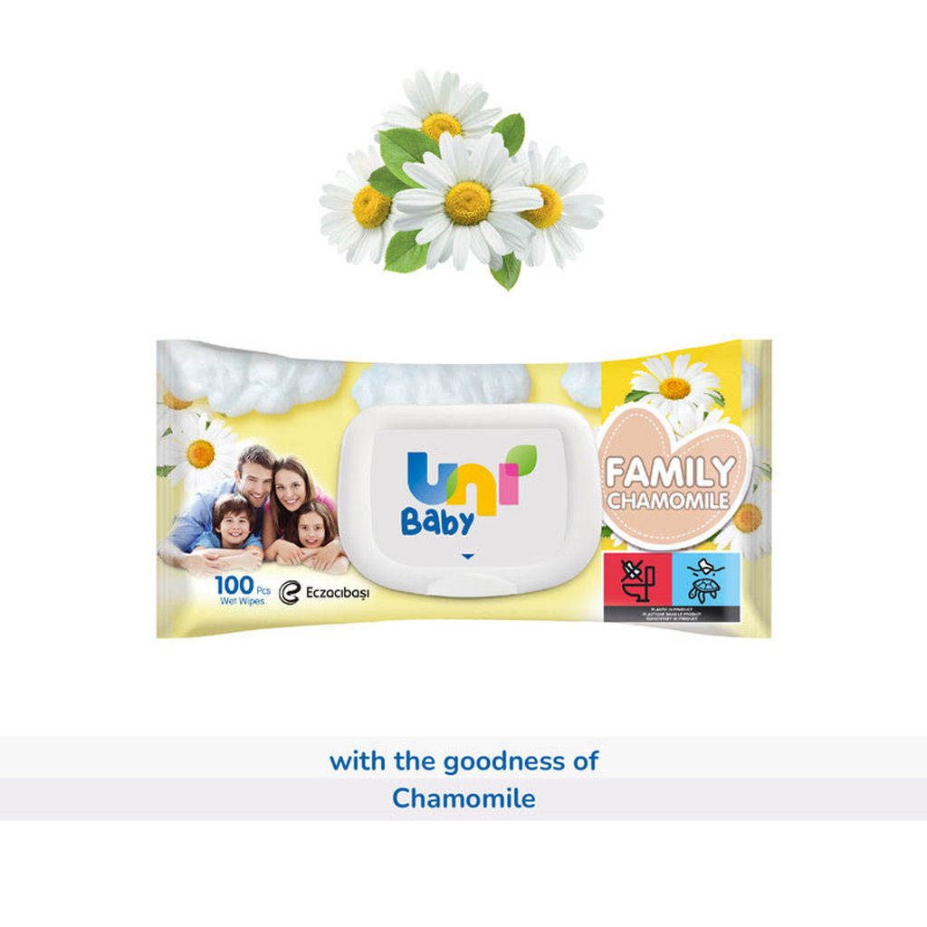 Uni Baby Family Chamomile Wet Wipes, Pack of 100's