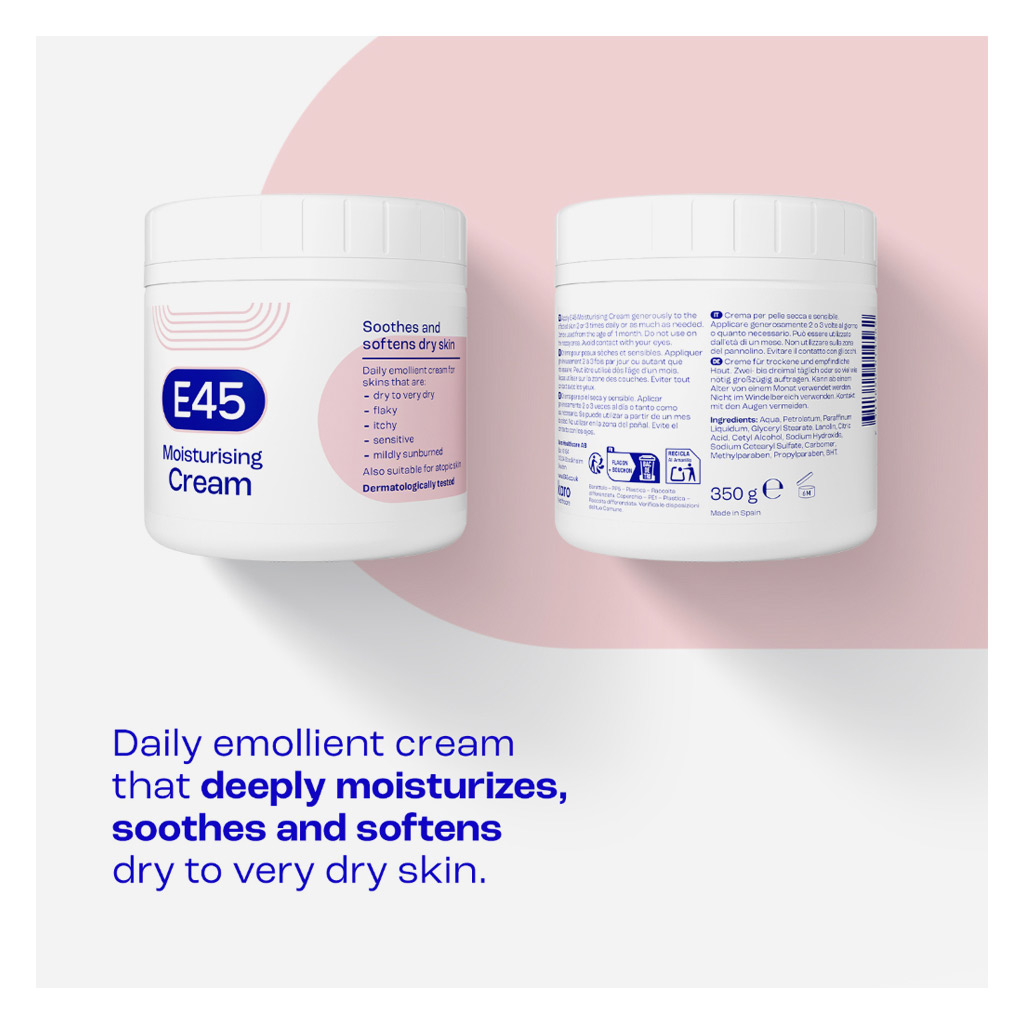 E45 Moisturising Body Cream For Dry Skin 350g