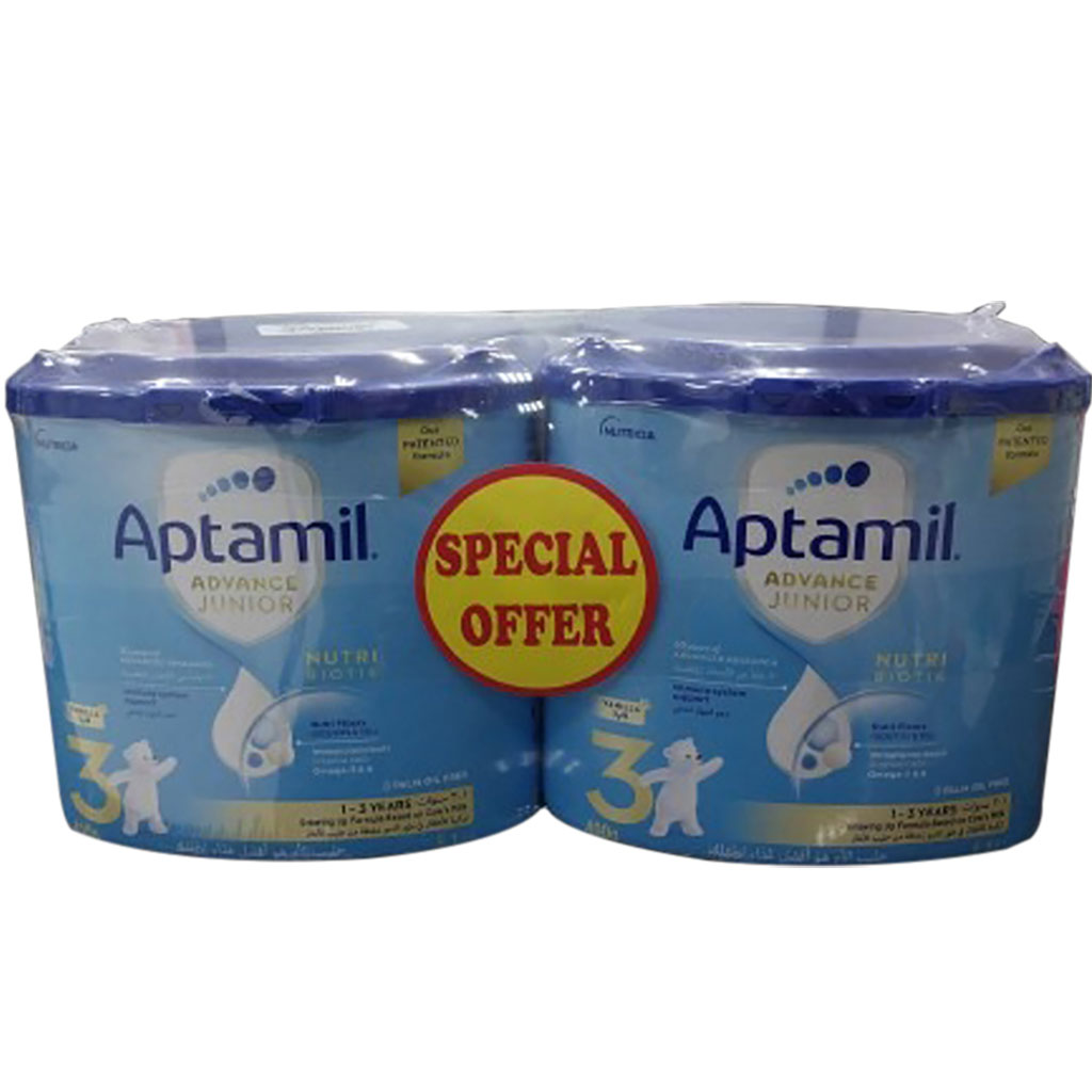 Aptamil Advance Junior Stage 3 Palm Oil Free Toddlers Milk Formula For 1 To 3 Years 400g, Pack of 2's