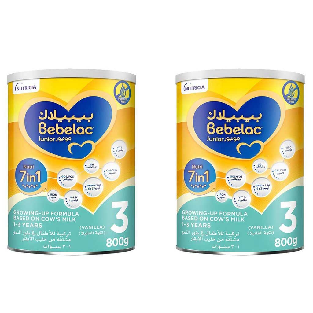 Bebelac Junior Nutri 7 In 1 Stage 3 Toddlers Milk Formula For 1 To 3 Years 800g, Pack of 2's