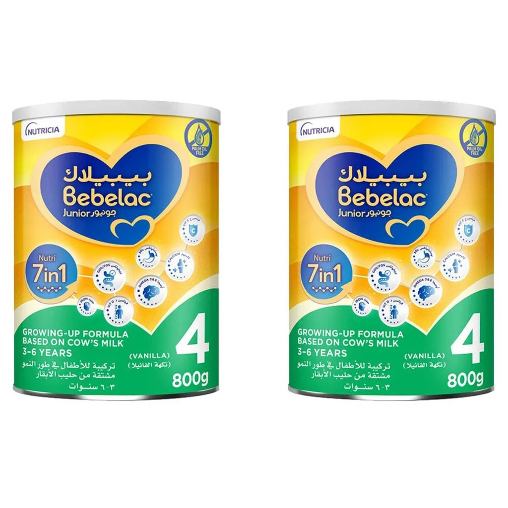 Bebelac Junior Nutri 7 In 1 Stage 4 Growing Up Children's Milk Formula For 3 To 6 Years 800g, Pack of 2's