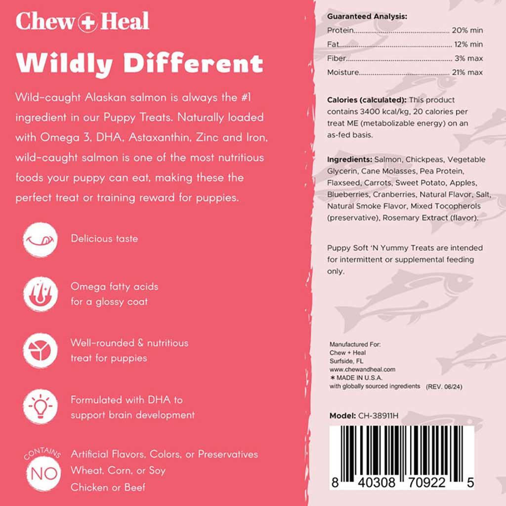 Chew + Heal Salmon Soft & Yummy Treats For Puppies 340g