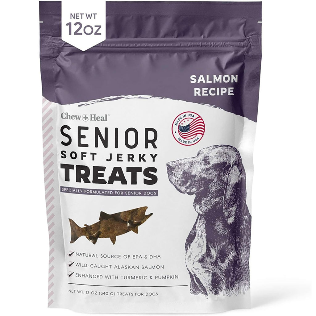Chew + Heal Salmon Soft Jerky Treats For Senior Dogs 340g