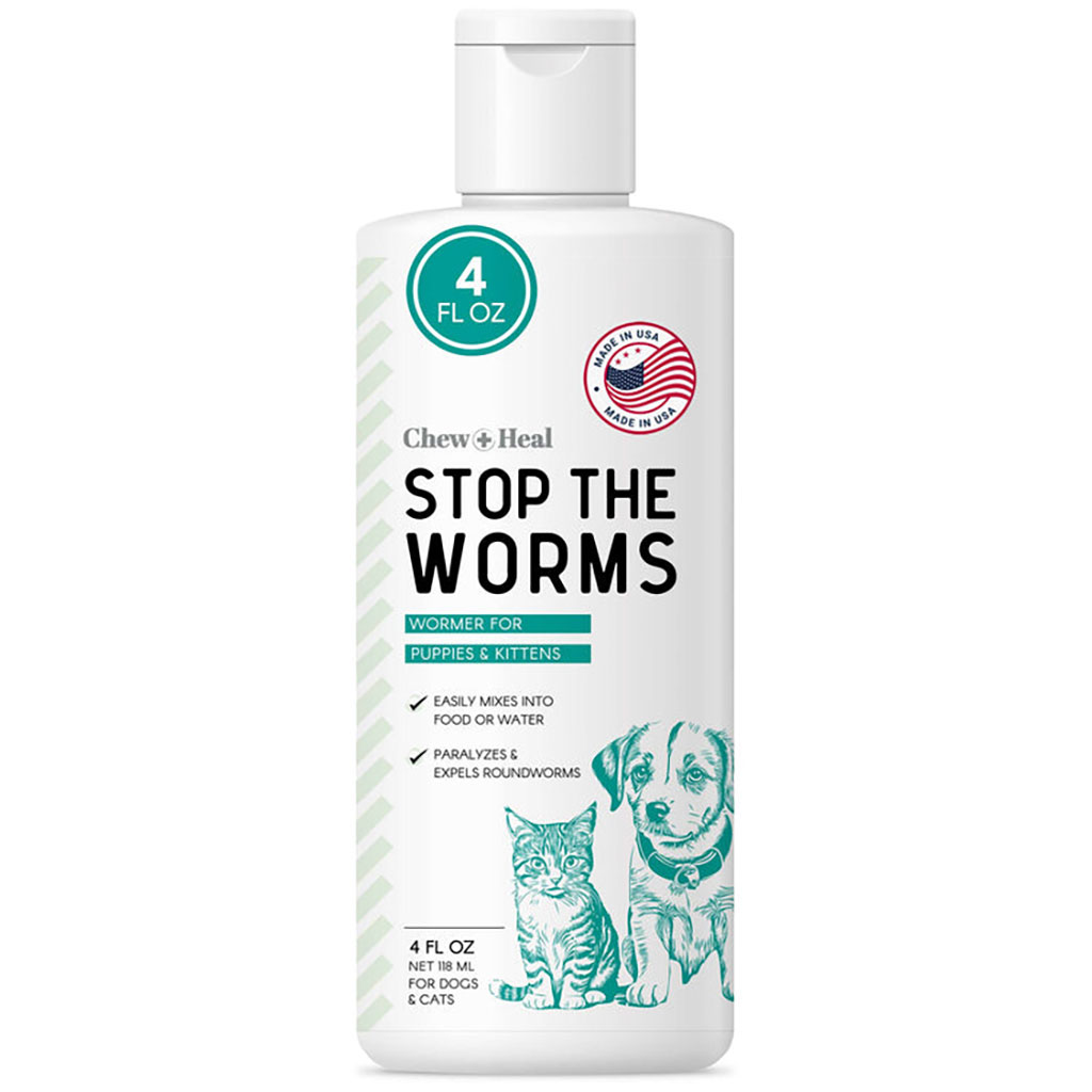 Chew + Heal Stop The Worms Oral Liquid For Puppies & Kittens 118ml