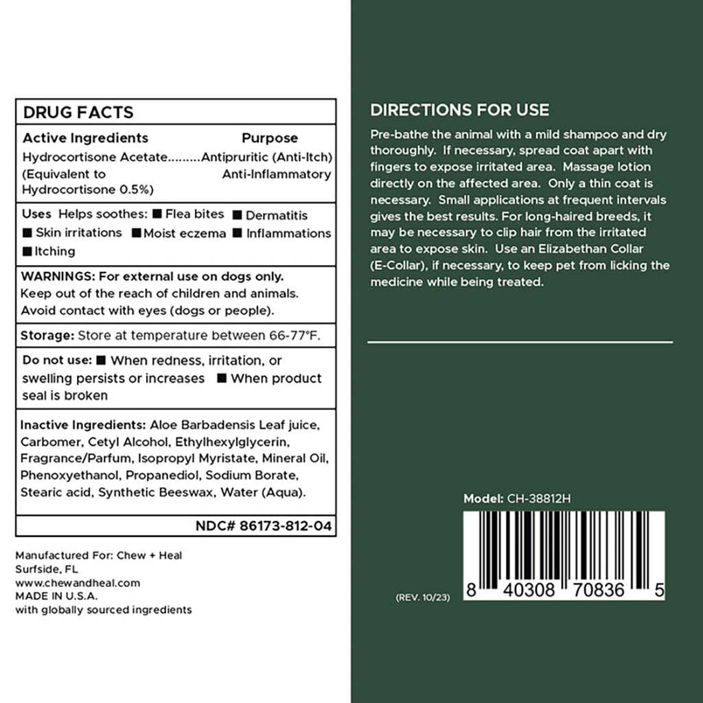 Chew + Heal Hydrocortisone Lotion For Dogs 118ml