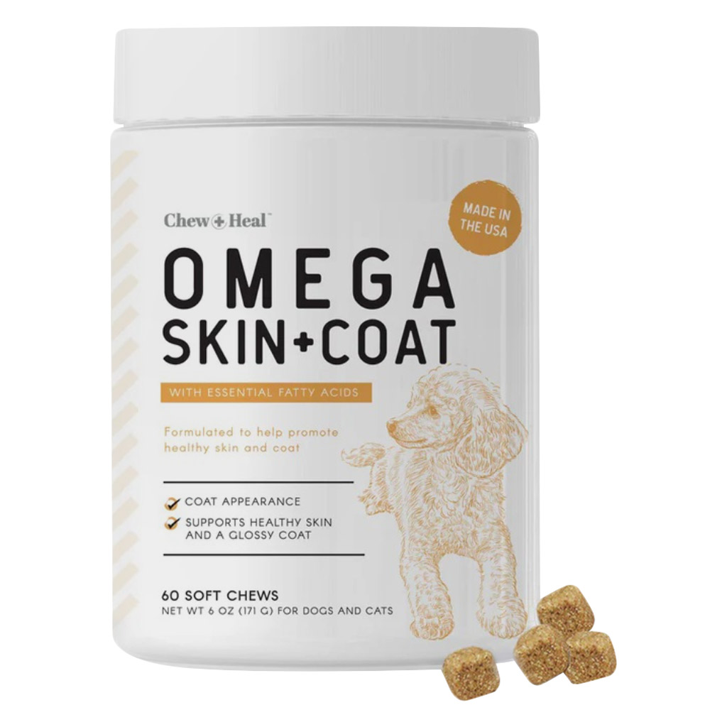 Chew + Heal Omega Skin + Coat Soft Chews For Dogs & Cats, Pack of 60's