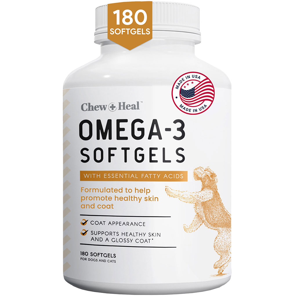 Chew + Heal Wild Caught Omega-3 1000mg Softgels For Dogs & Cats, Pack of 180’s