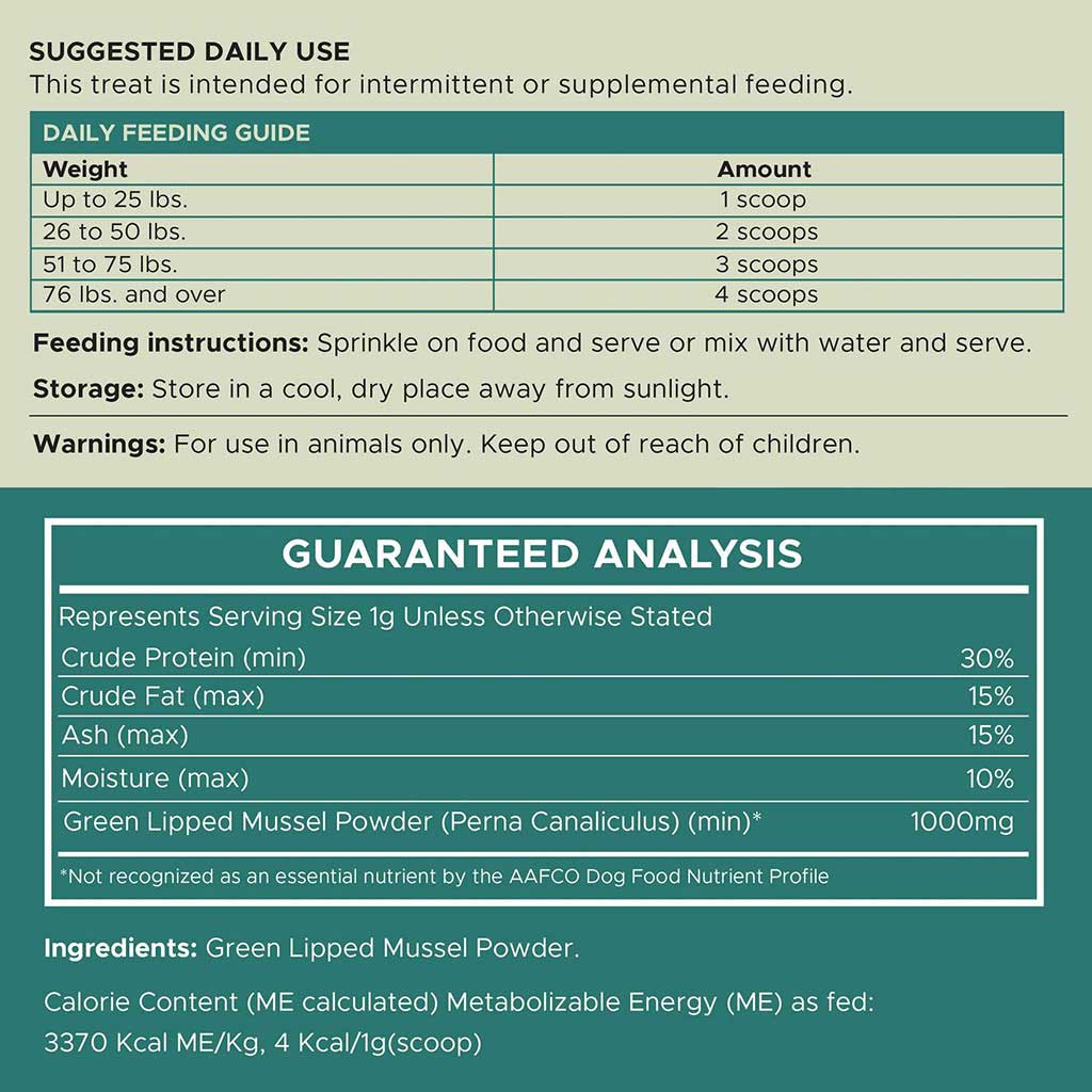 Chew + Heal Green Lipped Mussel Powder For Dogs 60g