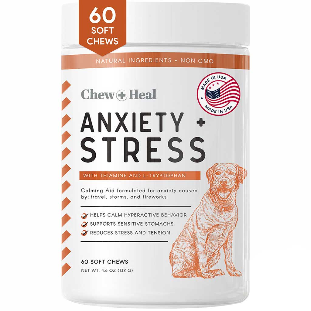 Chew + Heal Anxiety + Stress Chicken Flavored Soft Chews For Dogs, Pack of 60's