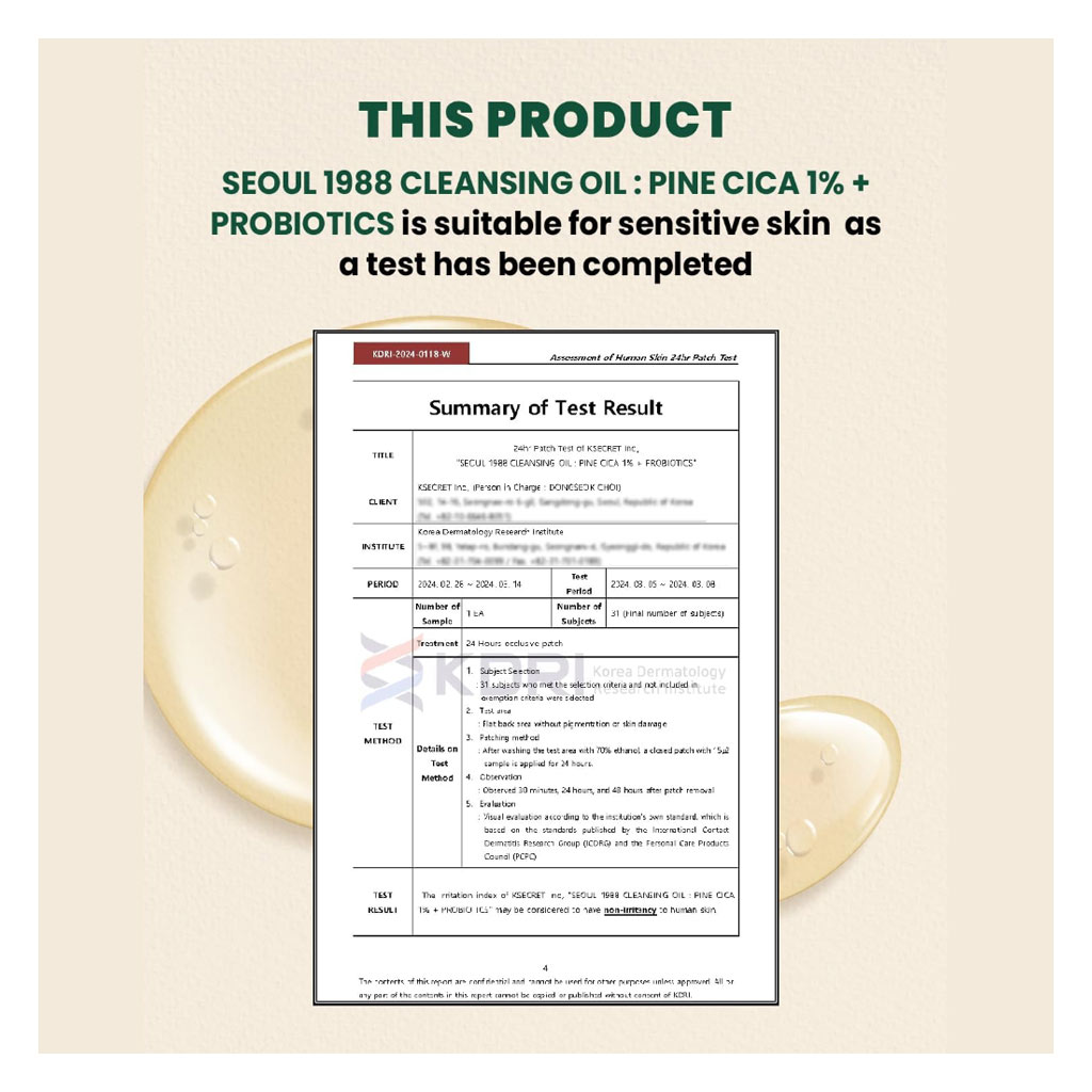 K-Secret Seoul 1988 Pine Cica 1% + Probiotics Cleansing Oil 200ml