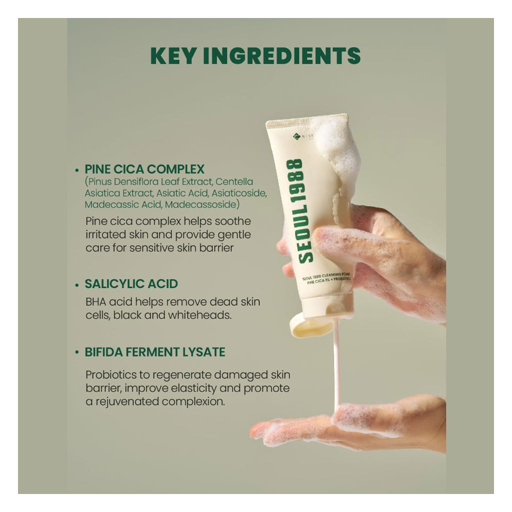 K-Secret Seoul 1988 Pine Cica 1% + Probiotics Cleansing Foam 150ml
