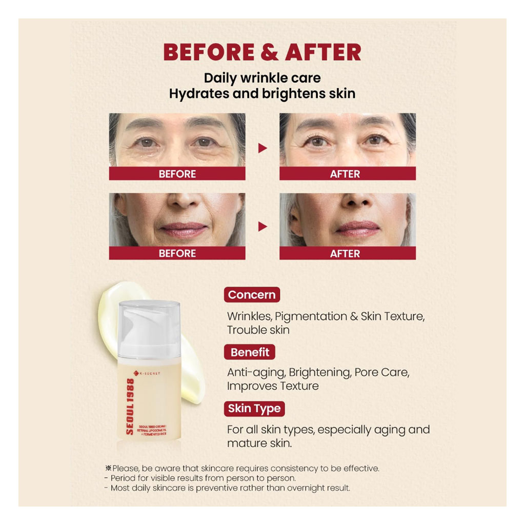 K-Secret Seoul 1988 Retinal Liposome 1% + Fermented Rice Extract Face Cream 50ml