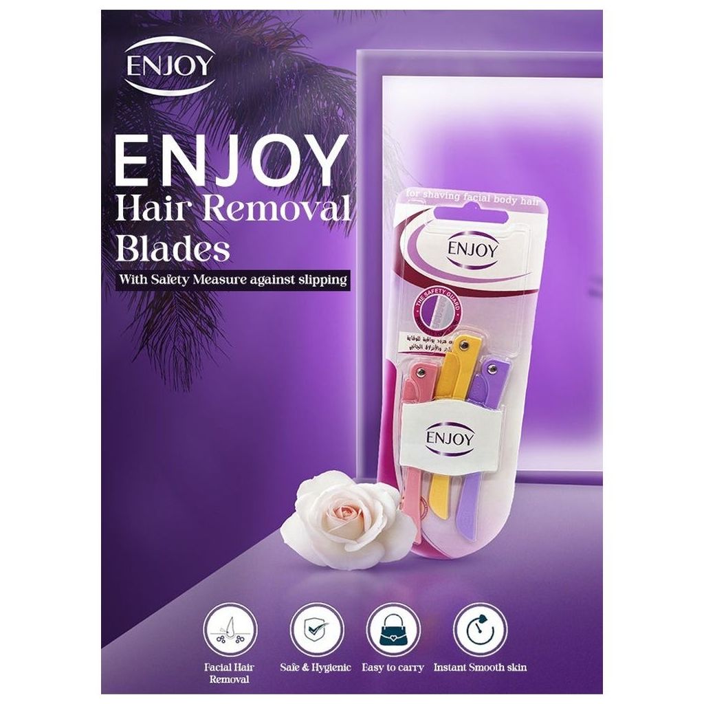 Enjoy Hair Removal Blades For Facial & Body Hair, Pack of 3's