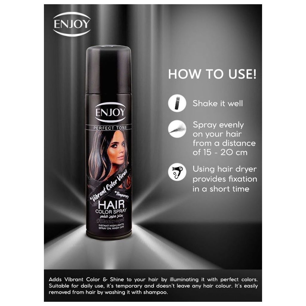 Enjoy Hair Color Spray 150ml - Black Color