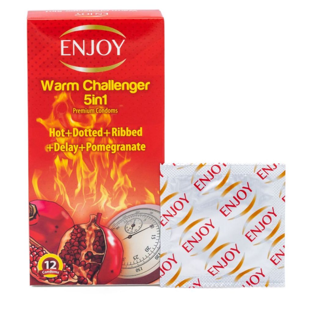 Enjoy Warm Challenger 5-in-1 Premium Condoms, Pack of 12's