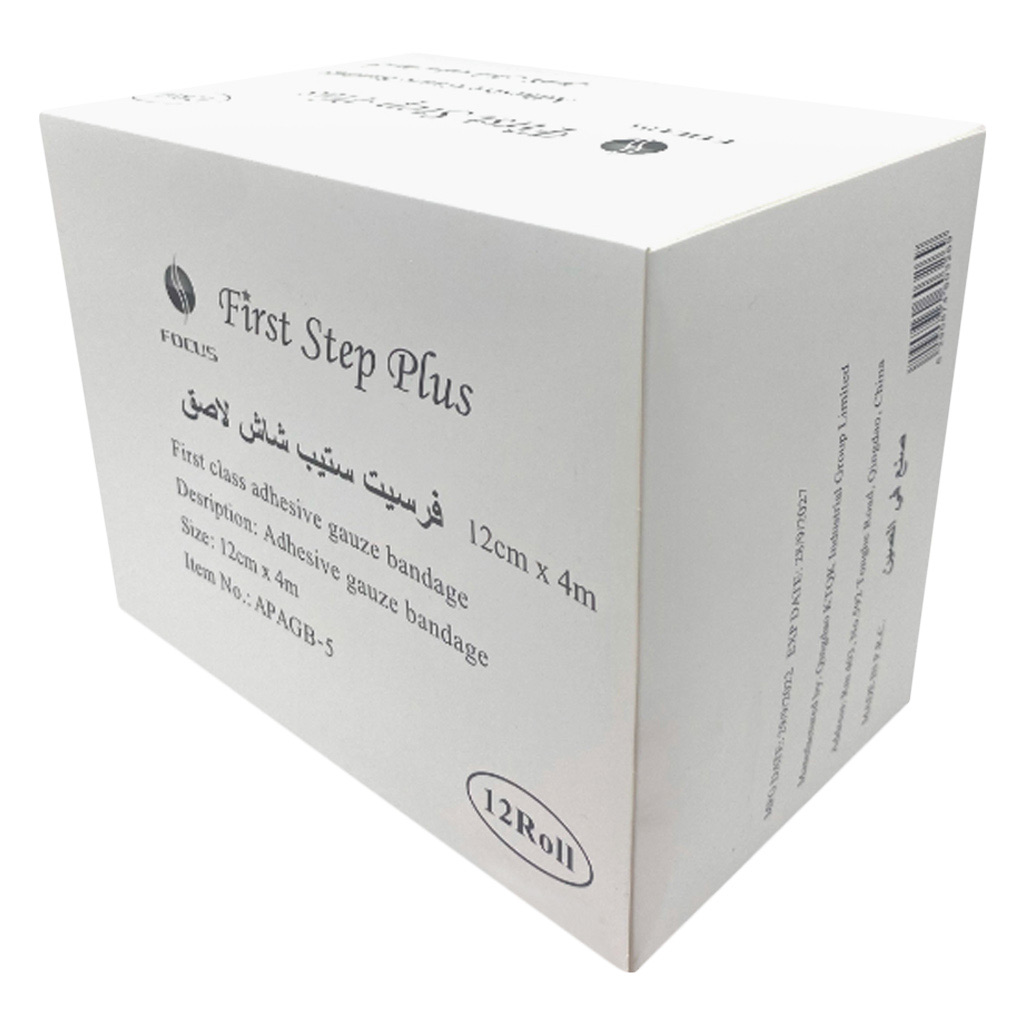 First Step Plus Adhesive Gauze Bandage, Size 12cm x 4m