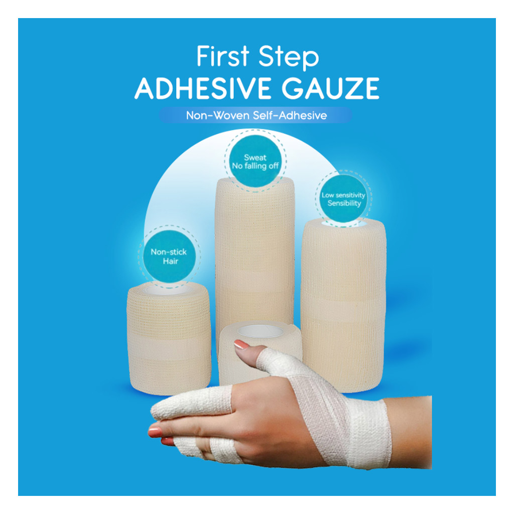 First Step Plus Adhesive Gauze Bandage, Size 12cm x 4m