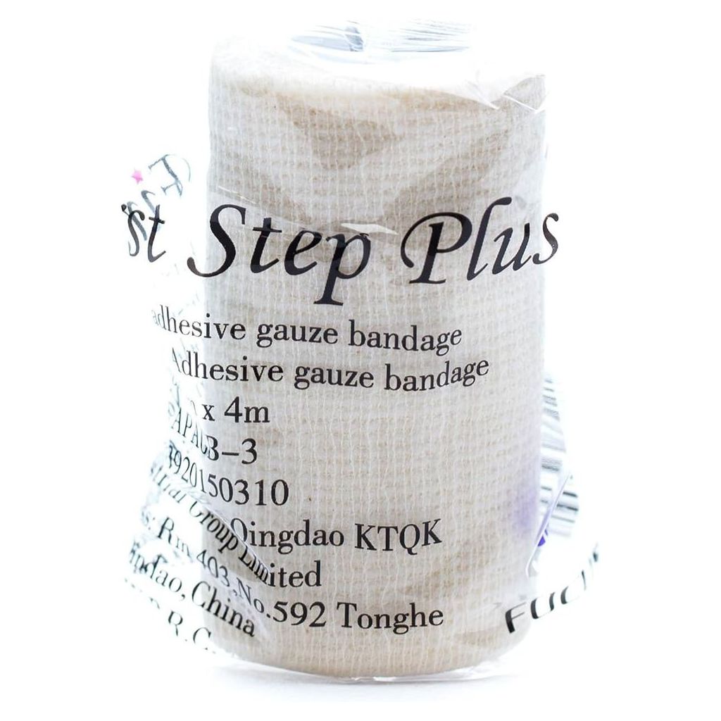 First Step Plus Adhesive Gauze Bandage, Size 10cm x 4m
