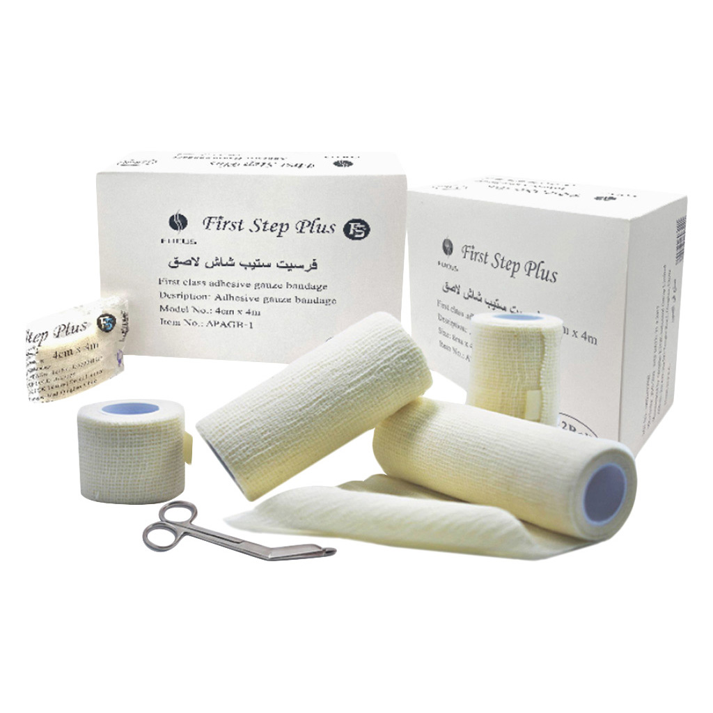 First Step Plus Adhesive Gauze Bandage, Size 8cm x 4m
