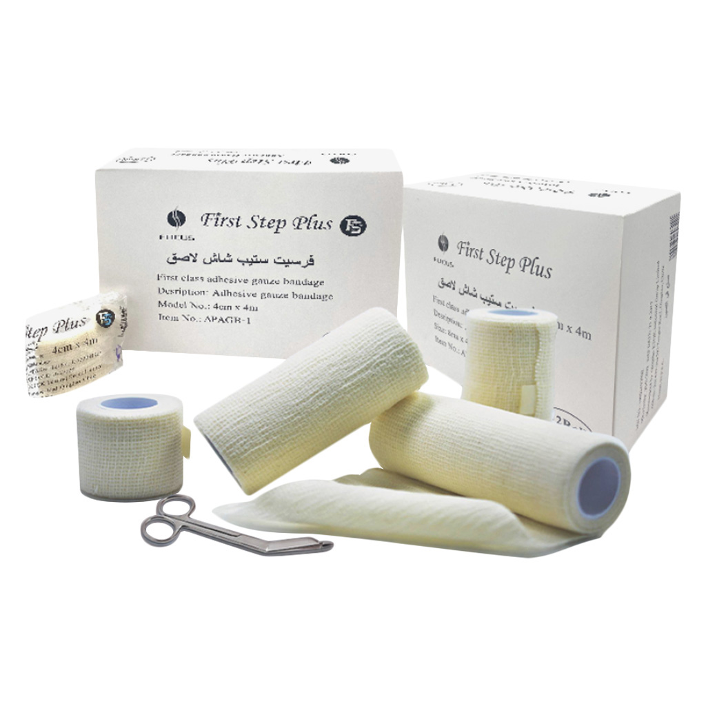 First Step Plus Adhesive Gauze Bandage, Size 6cm x 4m