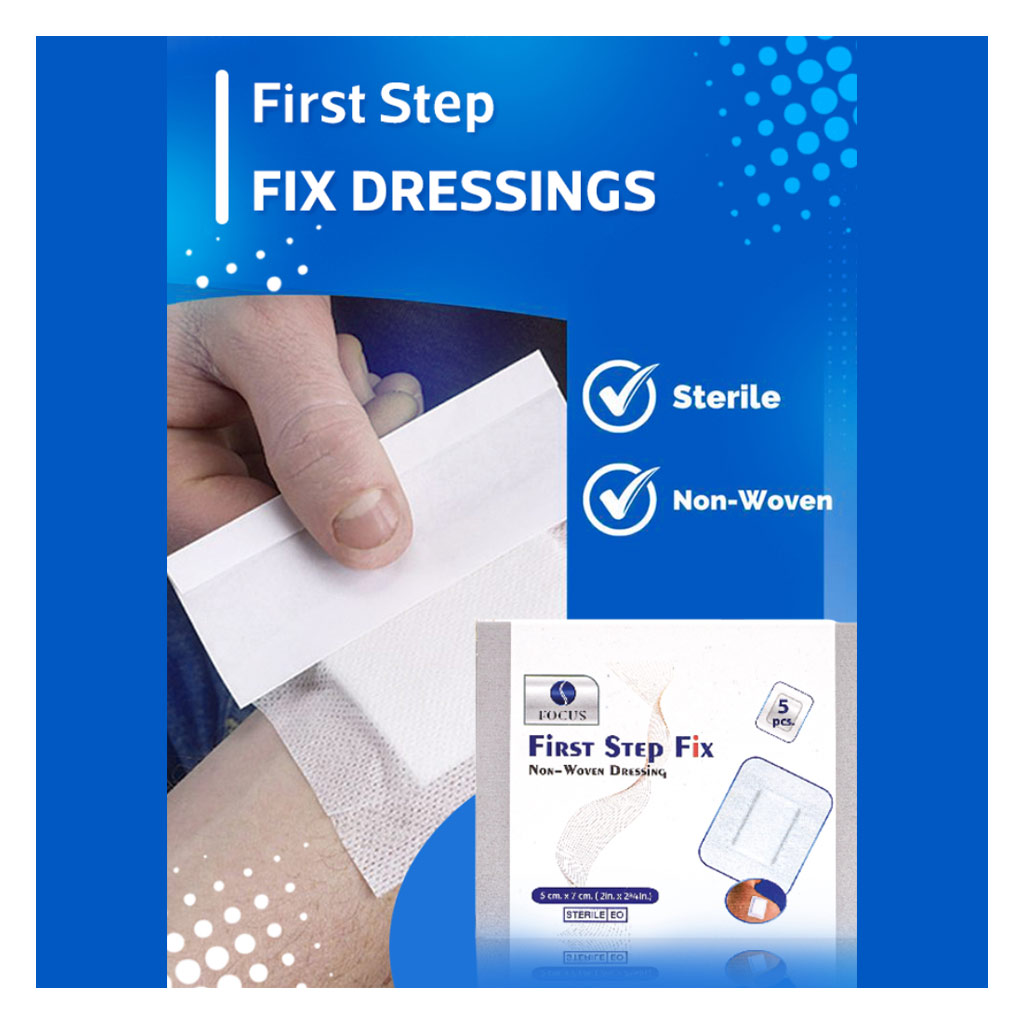 First Step Fix Non-Woven Wound Dressing Pads, 8 x 10cm, Pack of 5's