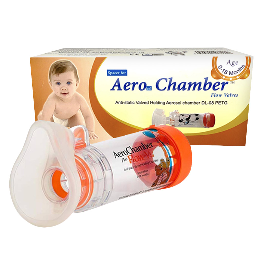 First Step AeroChamber Plus Flow-Vu Anti-static Valved Holding Chamber For 0-18 Months Baby - Small