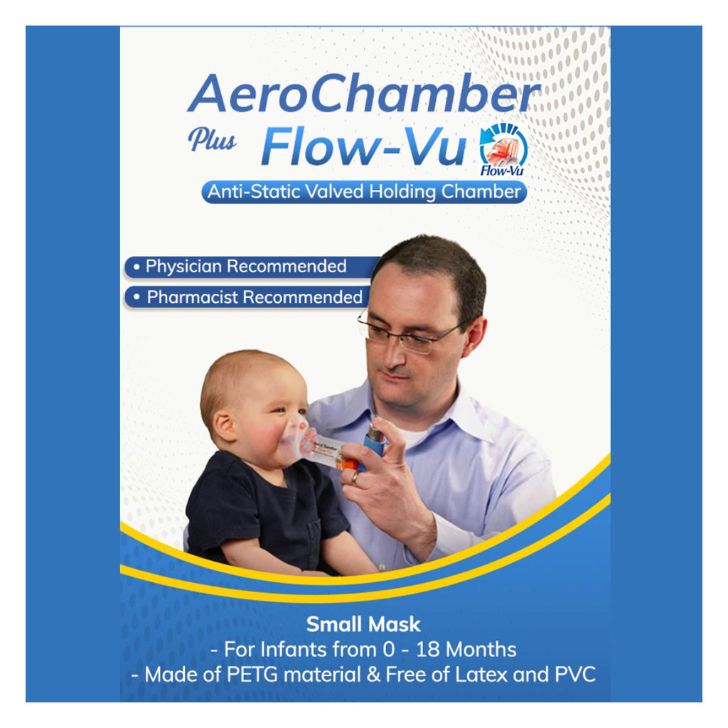 First Step AeroChamber Plus Flow-Vu Anti-static Valved Holding Chamber For 0-18 Months Baby - Small