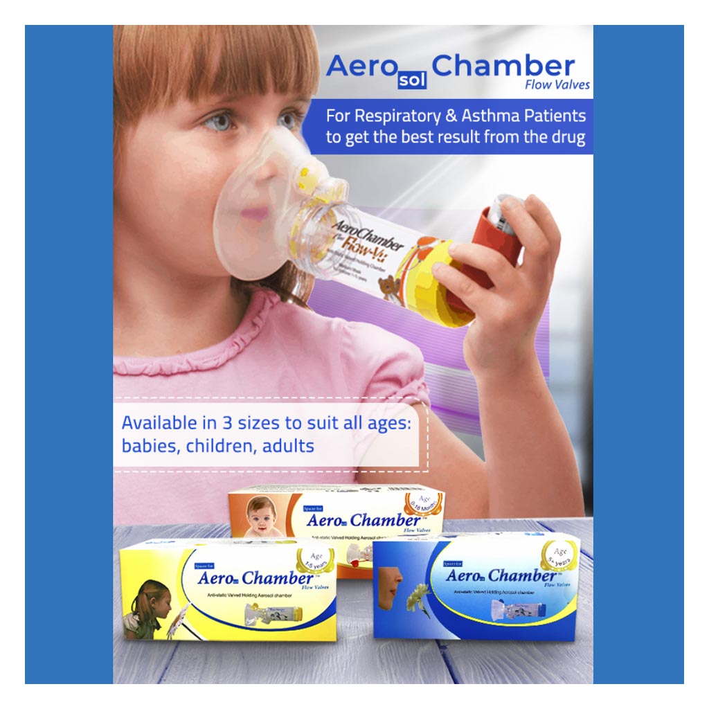 First Step AeroChamber Plus Flow-Vu Anti-static Valved Holding Chamber For 0-18 Months Baby - Small