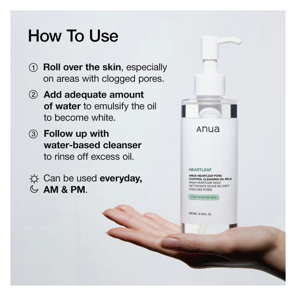 Anua Heartleaf Pore Control Mild Cleansing Oil For Sensitive Skin 200ml