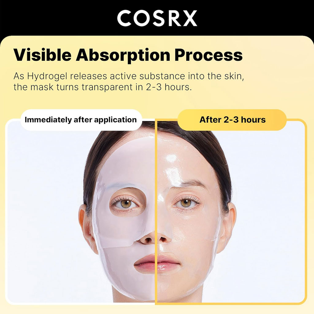 Cosrx Advanced Snail Mucin Glass Glow Hydrogel Face Sheet Mask 34g, Pack of 3's