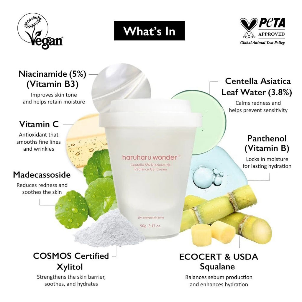 Haruharu Wonder Centella 5% Niacinamide Radiance Gel Cream 90g