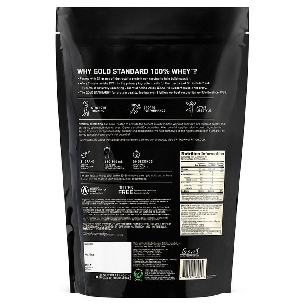 Optimum Nutrition Gold Standard 100% Whey Vanila Ice Cream Protein Powder 14 Servings