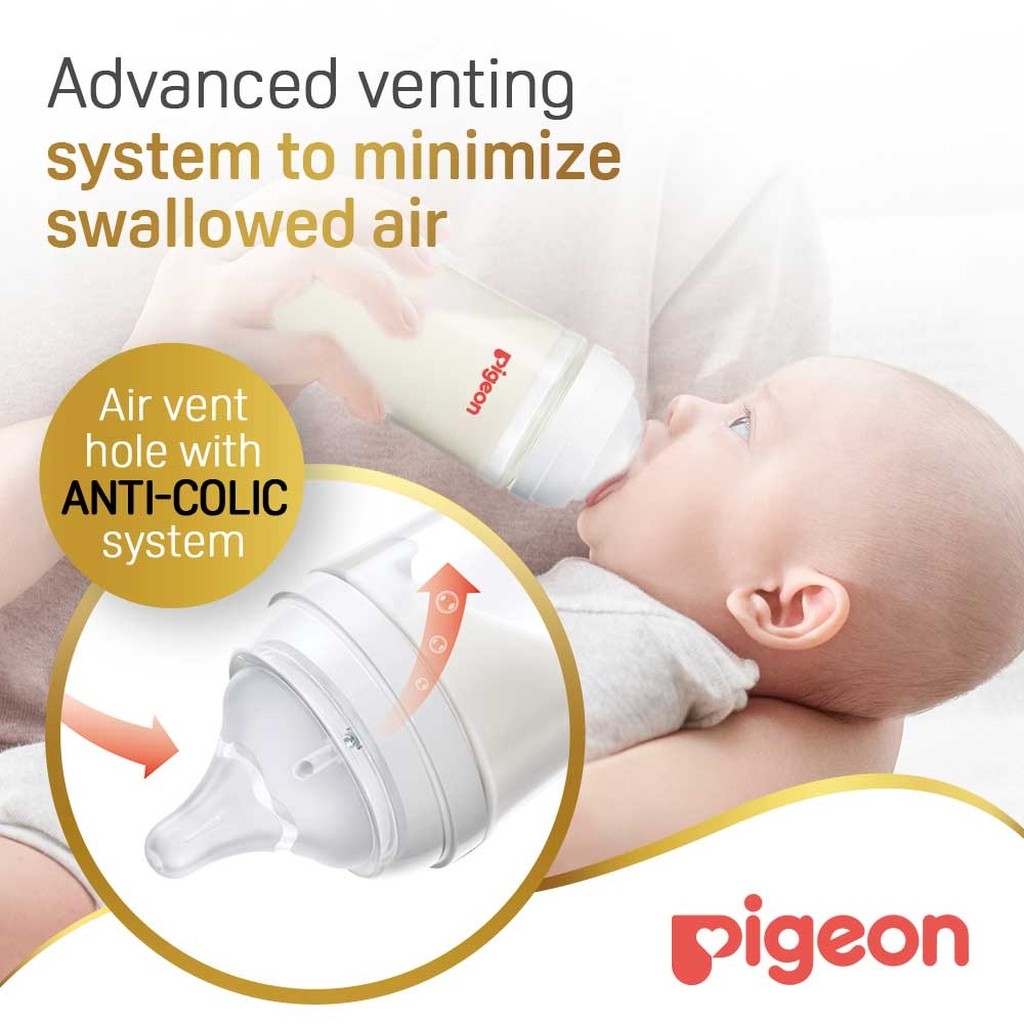 Pigeon SofTouch Wide Neck Nursing Plastic Bottle For 6+ Months Baby 330ml