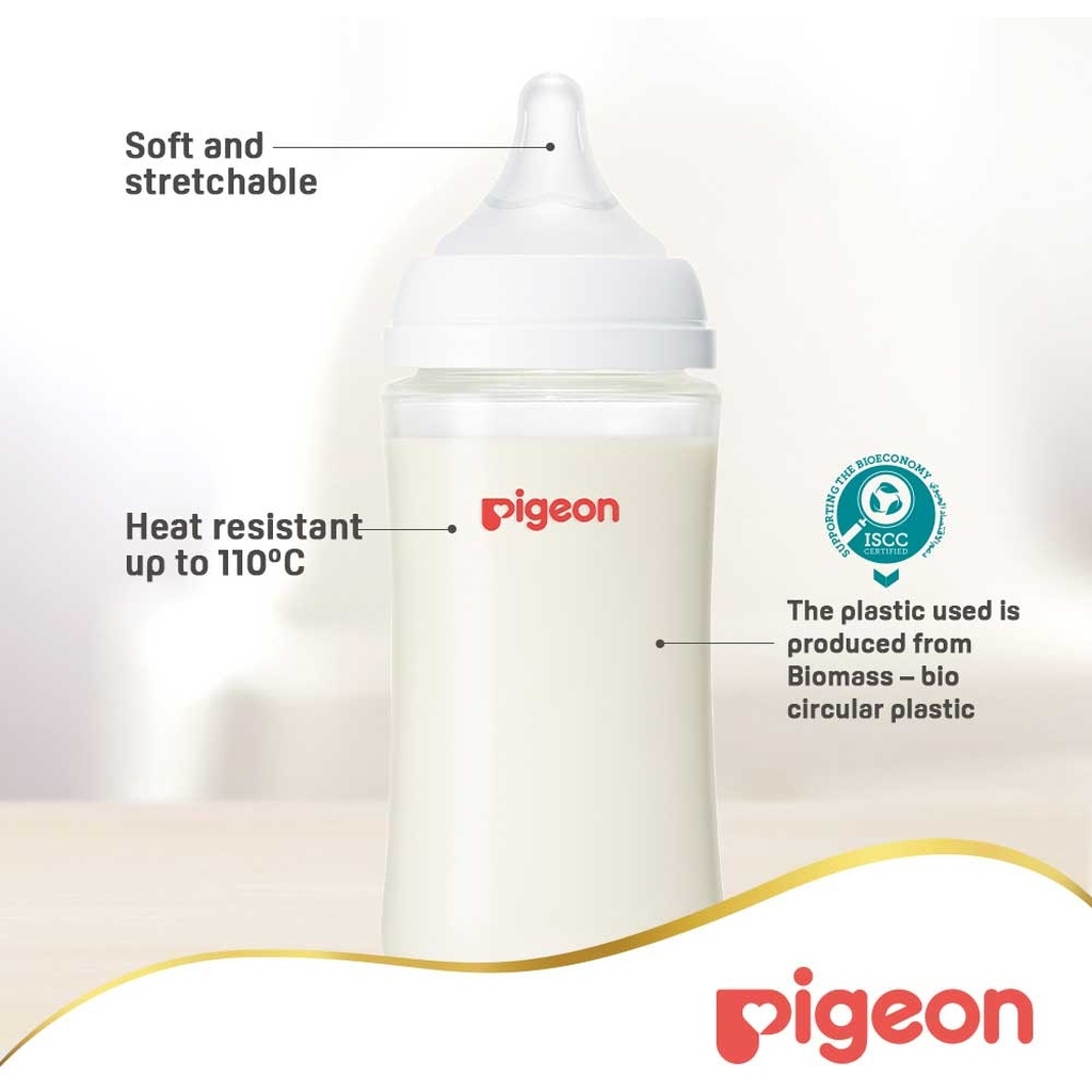 Pigeon SofTouch Wide Neck Nursing Plastic Bottle For 6+ Months Baby 330ml