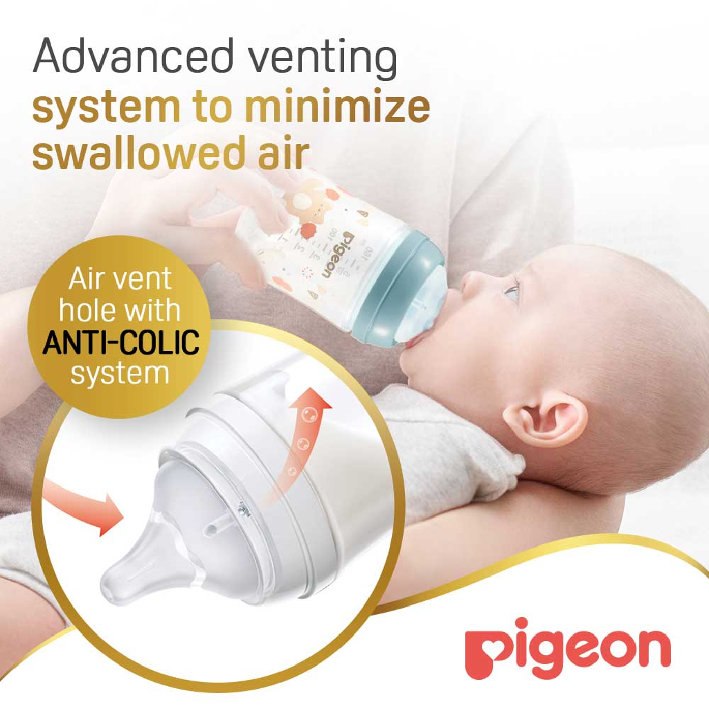 Pigeon SofTouch Wide Neck Nursing Plastic Bottle For 3+ Months Baby 240ml - Decorated