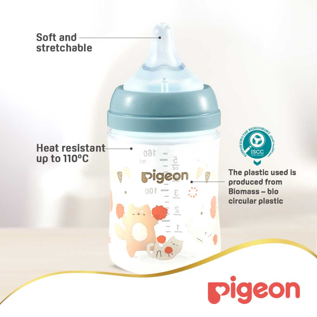 Pigeon SofTouch Wide Neck Nursing Plastic Bottle For 3+ Months Baby 240ml - Decorated