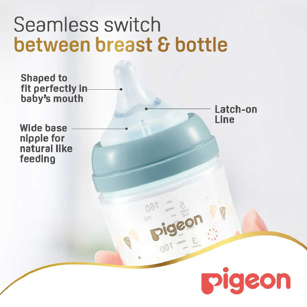 Pigeon SofTouch Wide Neck Nursing Plastic Bottle For 3+ Months Baby 240ml - Decorated