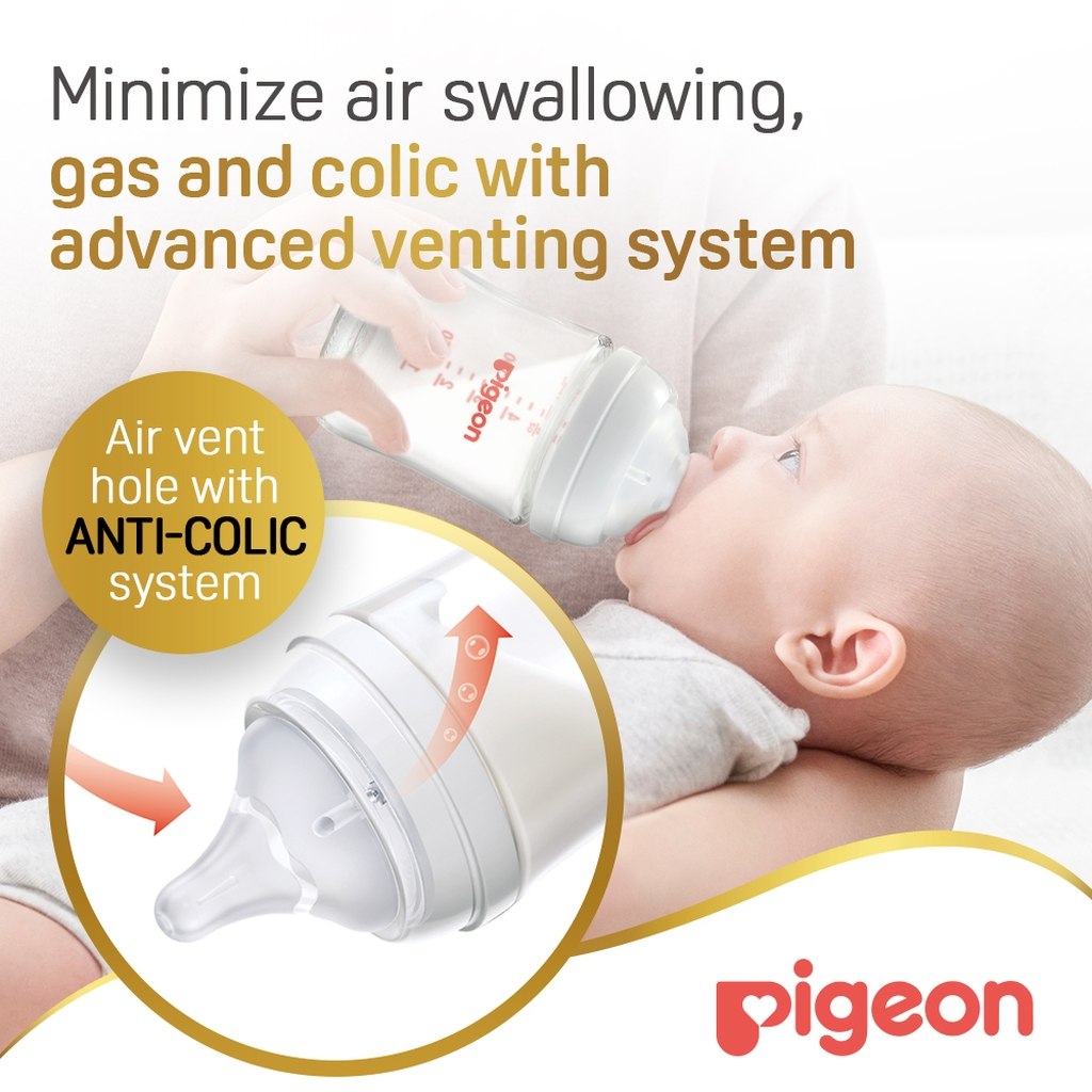 Pigeon SofTouch Wide Neck Nursing Glass Bottle For 0+ Months Baby 160ml