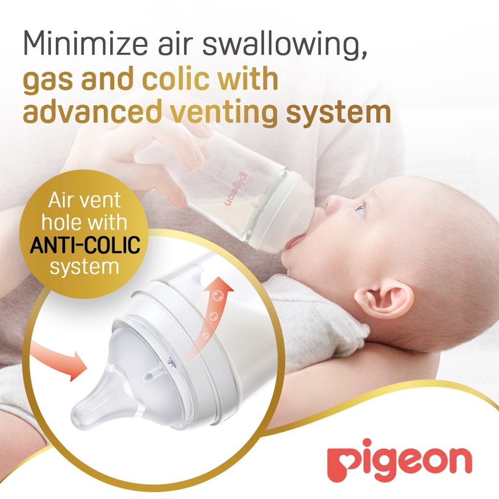Pigeon SofTouch Wide Neck Nursing Glass Bottle For 3+ Months Baby 240ml