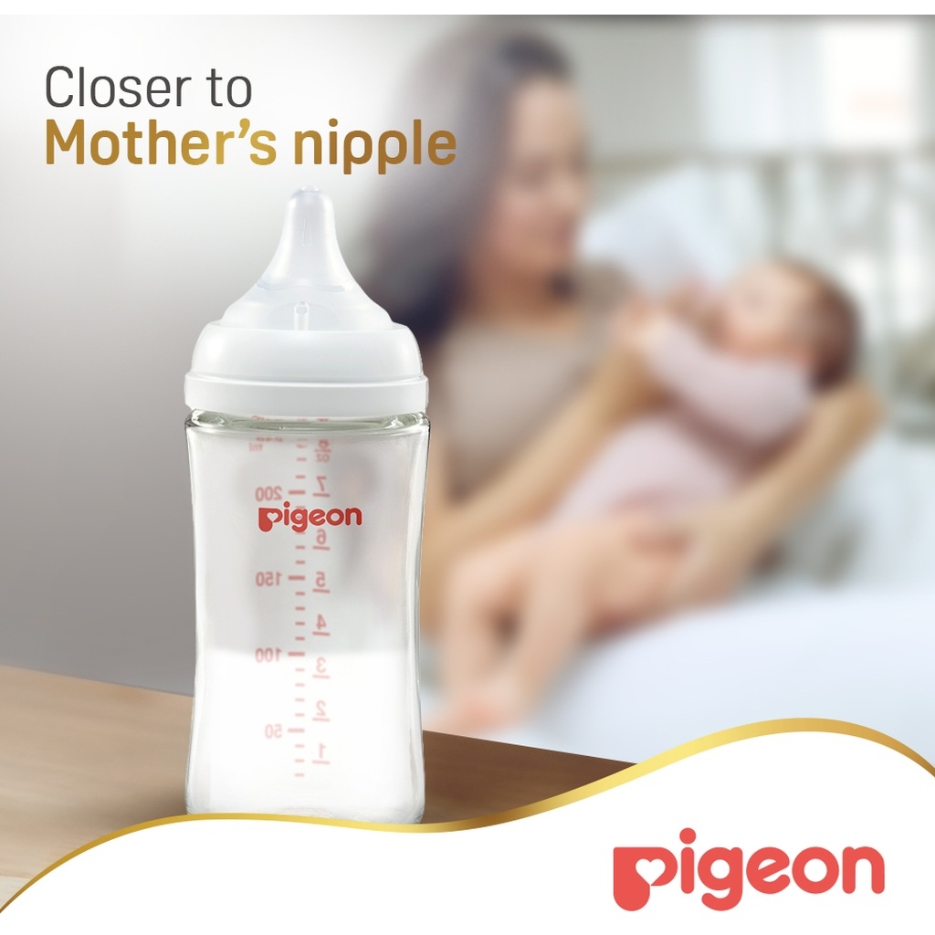 Pigeon SofTouch Wide Neck Nursing Glass Bottle For 3+ Months Baby 240ml