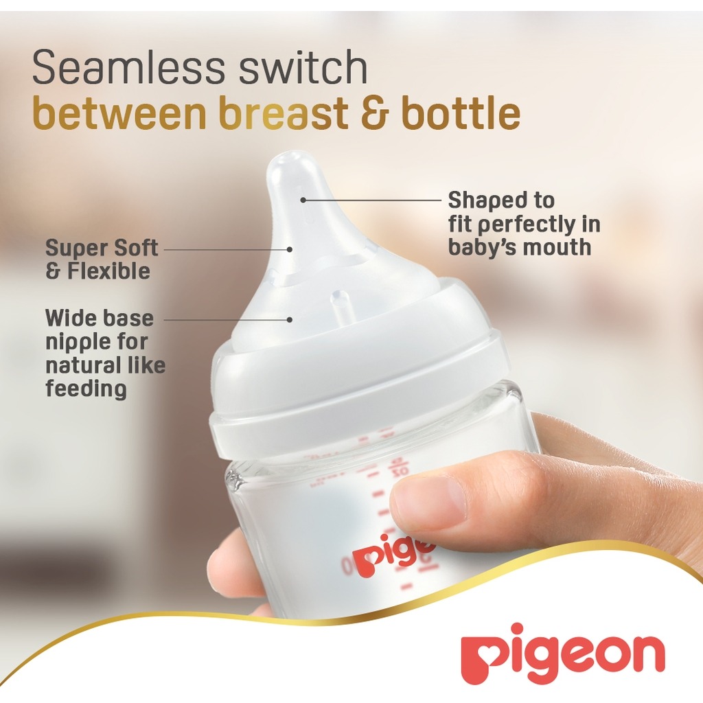 Pigeon SofTouch Wide Neck Nursing Glass Bottle For 3+ Months Baby 240ml